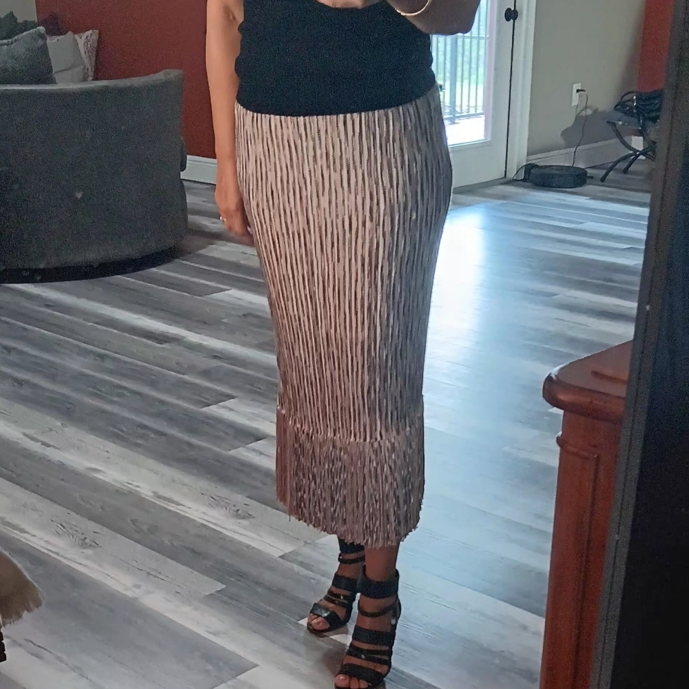 Express Multi-Striped Maxi Skirt with Fringe - Picture 4 of 7